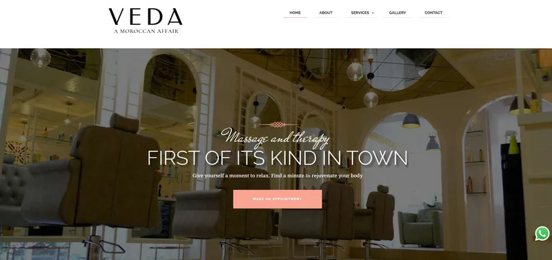 The Veda Spa website screenshot